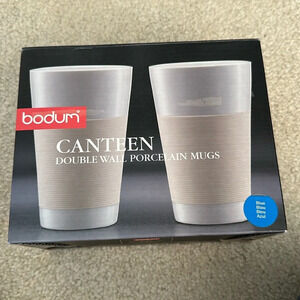 Bodum canteen double wall porcelain MUGS in blue